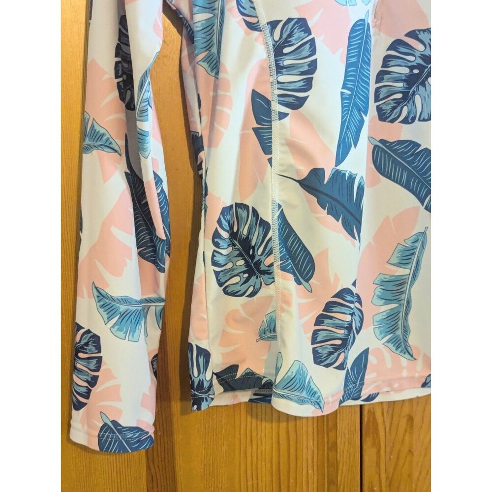 Tropical Floral Rash Guard Long Sleeve Swim Shirt Top UPF 50+ Size S - Picture 13 of 16